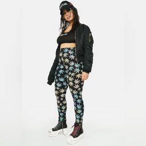 Dolls Kill “New Headspace” Leaf Print Leggings